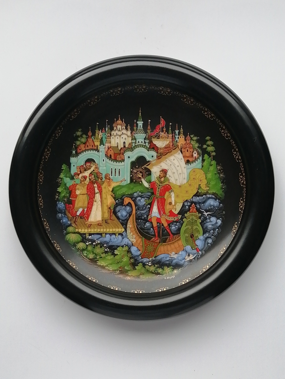 USSR 1990 Palekh Vintage Collector's Plate Russian Legends Series (#9) Wall Art